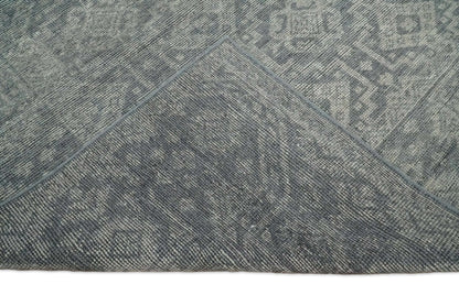 Custom Made Antique Finish Hand knotted Silver and Charcoal Wool Area Rug, Kids, Living Room and Bedroom Rug.