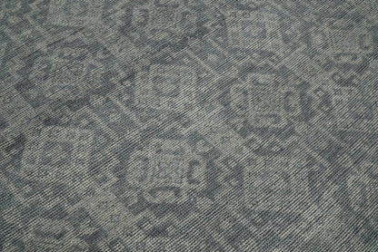 Custom Made Antique Finish Hand knotted Silver and Charcoal Wool Area Rug, Kids, Living Room and Bedroom Rug.