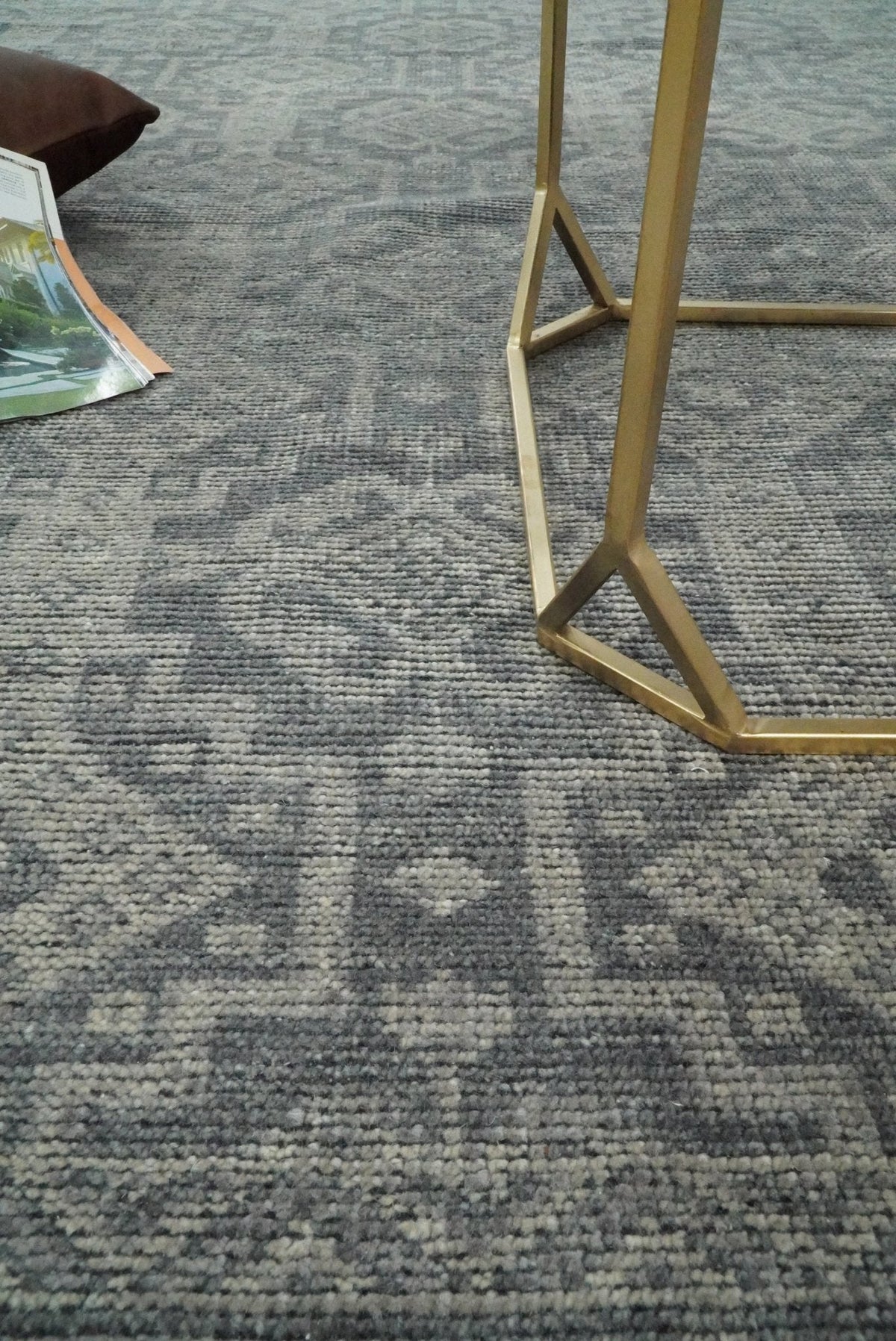 Custom Made Antique Finish Hand knotted Silver and Charcoal Wool Area Rug, Kids, Living Room and Bedroom Rug.