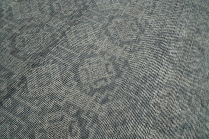Custom Made Antique Finish Hand knotted Silver and Charcoal Wool Area Rug, Kids, Living Room and Bedroom Rug.