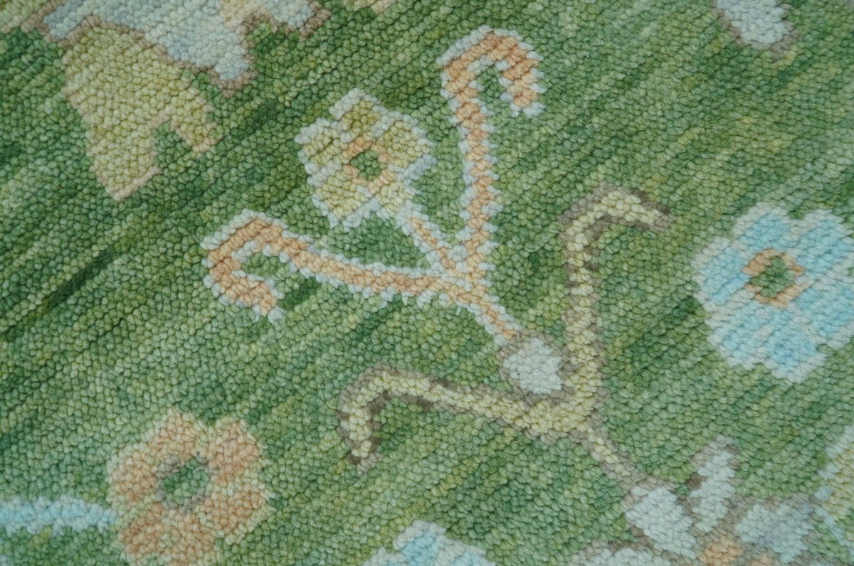 Custom Made Antique Green Traditional Oushak Design Hand Knotted Wool Area Rug.