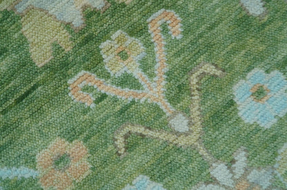 Custom Made Antique Green Traditional Oushak Design Hand Knotted Wool Area Rug.