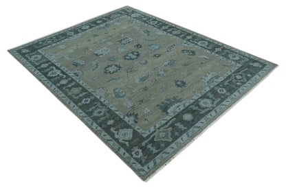 Custom Made Antique look Gray, Charcoal and silver Oriental Oushak wool Area Rug.