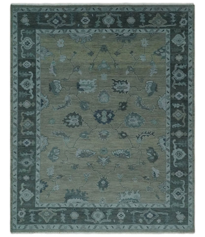 Custom Made Antique look Gray, Charcoal and silver Oriental Oushak wool Area Rug.