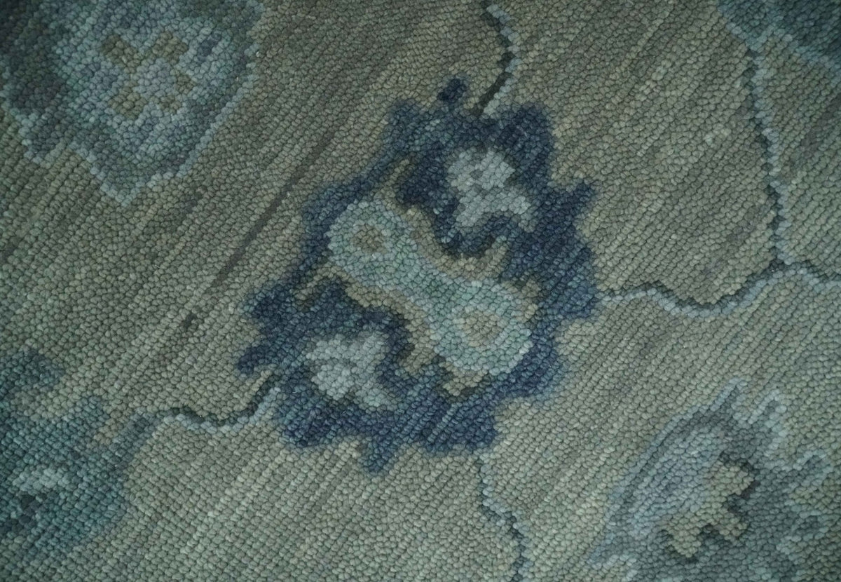 Custom Made Antique look Gray, Charcoal and silver Oriental Oushak wool Area Rug.