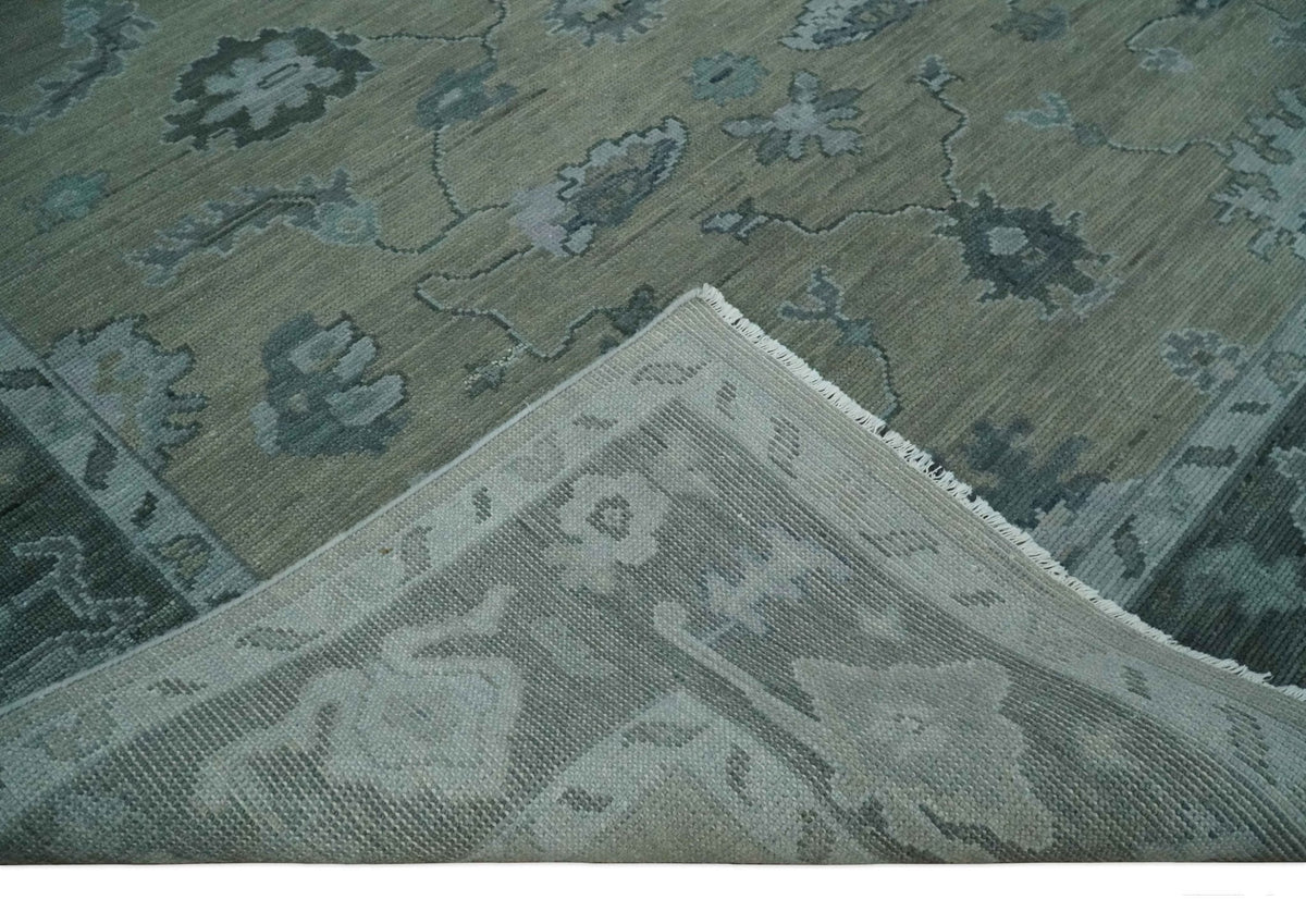 Custom Made Antique look Gray, Charcoal and silver Oriental Oushak wool Area Rug.