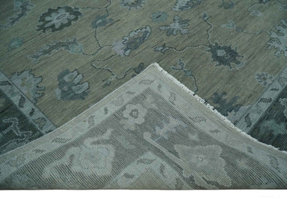 Custom Made Antique look Gray, Charcoal and silver Oriental Oushak wool Area Rug.