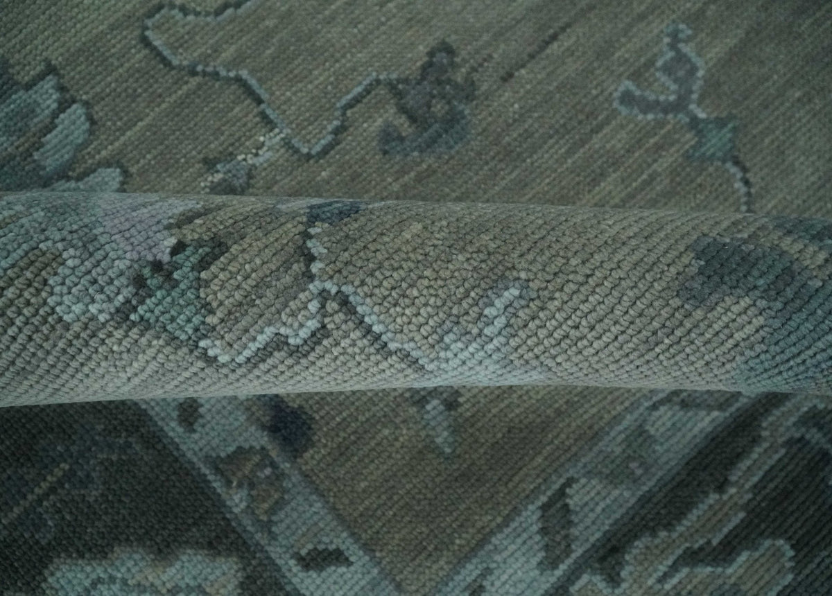 Custom Made Antique look Gray, Charcoal and silver Oriental Oushak wool Area Rug.