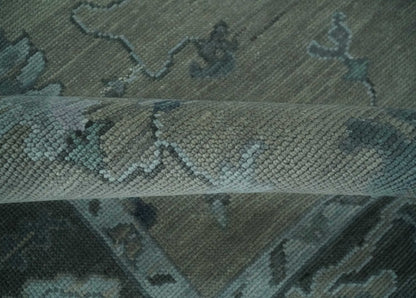 Custom Made Antique look Gray, Charcoal and silver Oriental Oushak wool Area Rug.