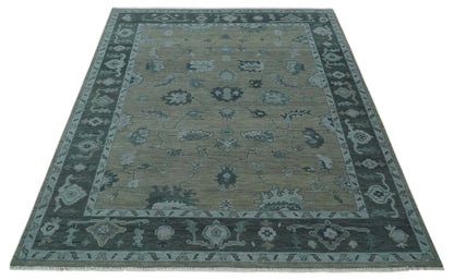 Custom Made Antique look Gray, Charcoal and silver Oriental Oushak wool Area Rug.
