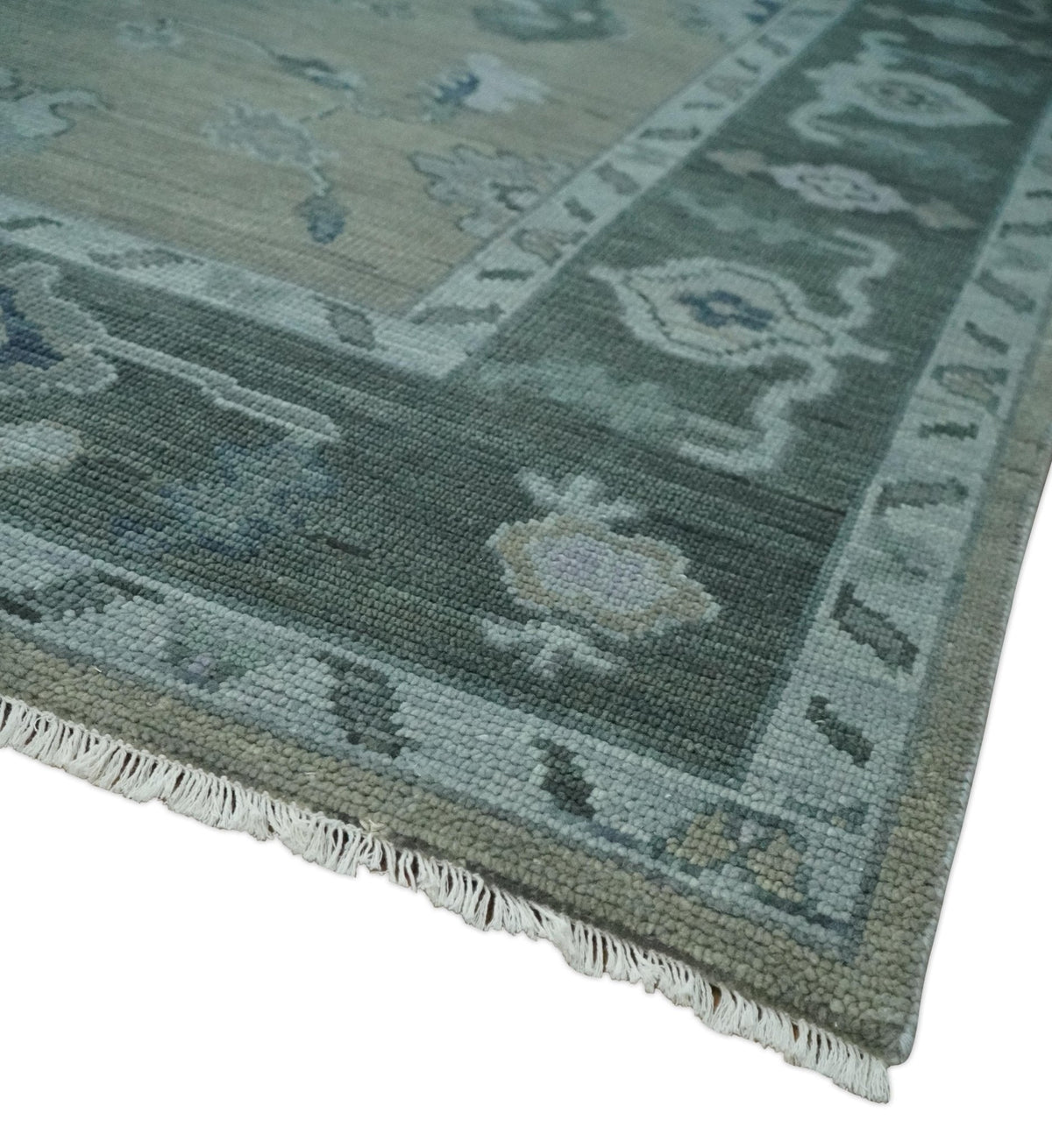 Custom Made Antique look Gray, Charcoal and silver Oriental Oushak wool Area Rug.