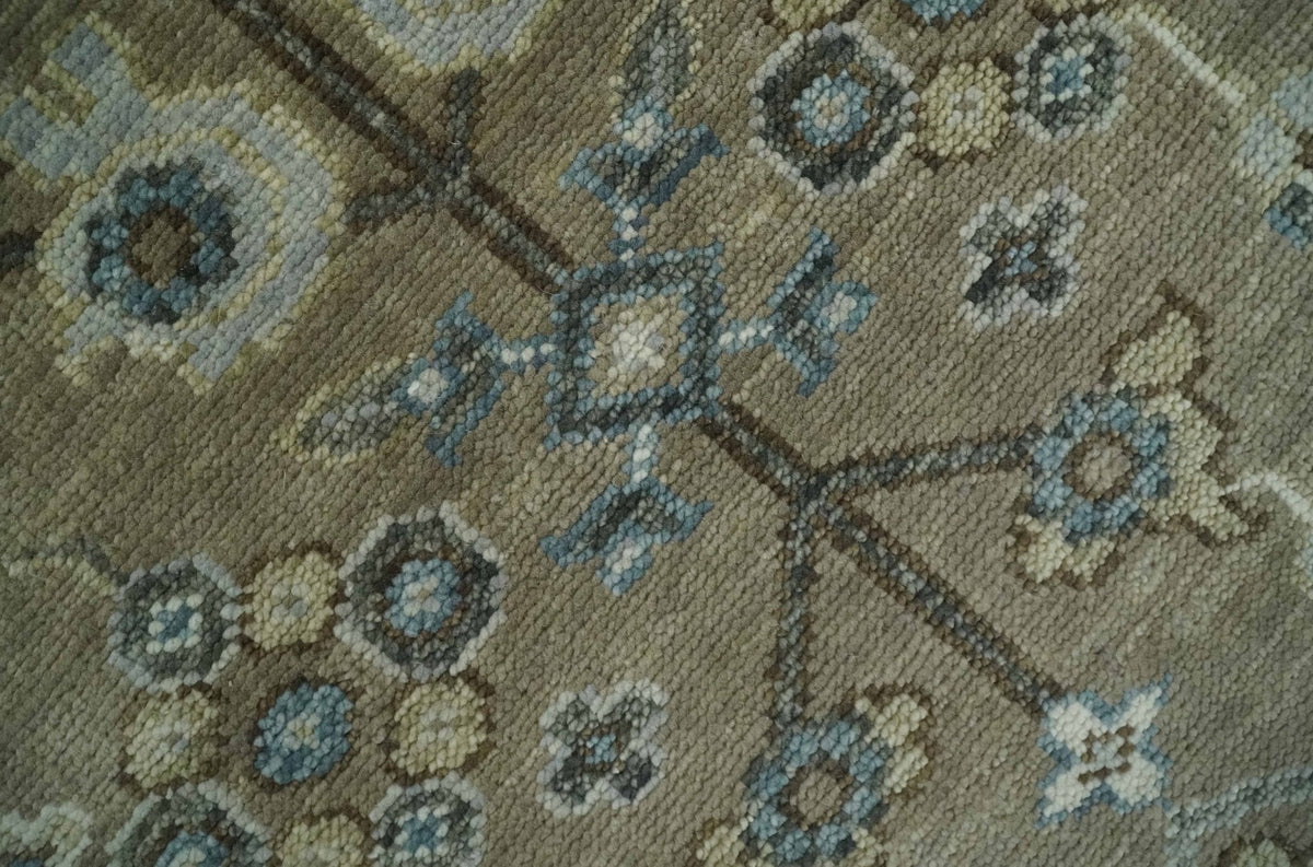 Custom Made Antique look Hand Knotted Beige, Ivory and Silver Oriental Oushak Multi Size Traditional Wool Area Rug.