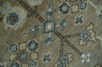 Custom Made Antique look Hand Knotted Beige, Ivory and Silver Oriental Oushak Multi Size Traditional Wool Area Rug.