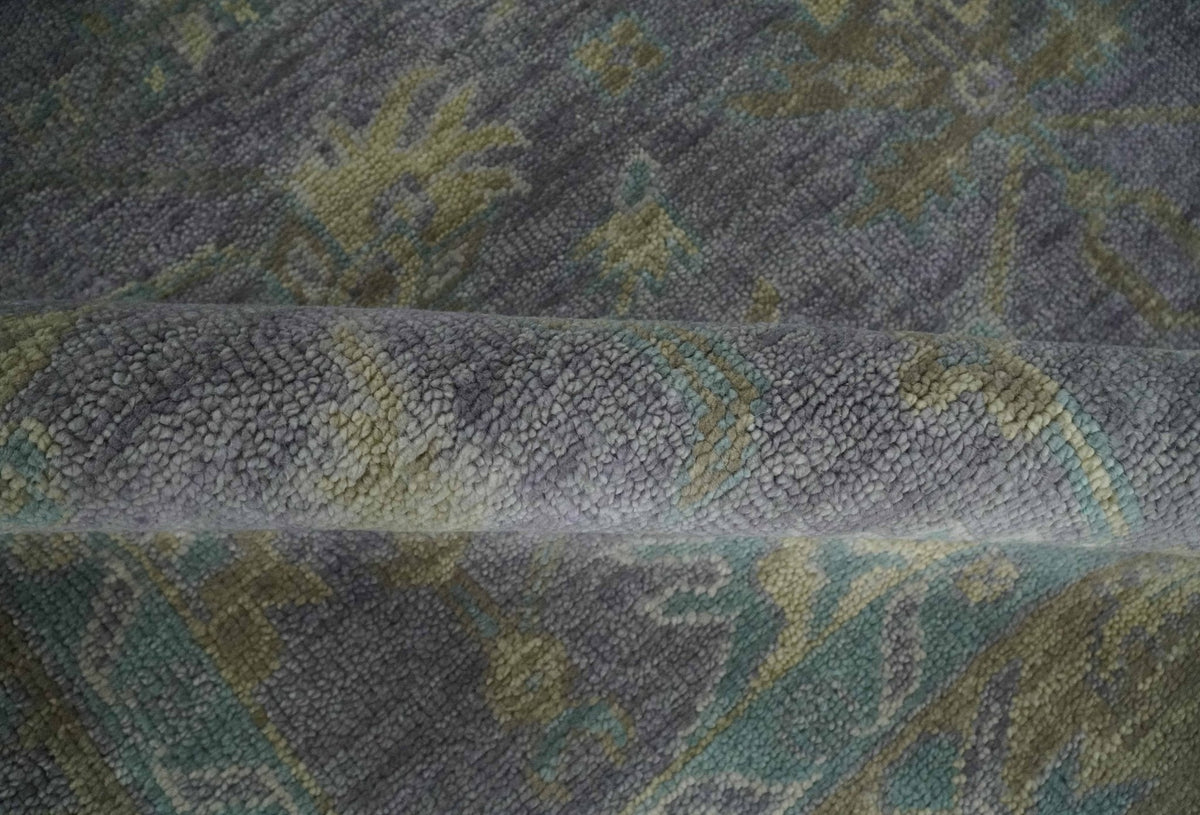 Custom Made Antique look Plum and Brown Hand Knotted Traditional Oushak Wool Area Rug.