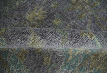 Custom Made Antique look Plum and Brown Hand Knotted Traditional Oushak Wool Area Rug.