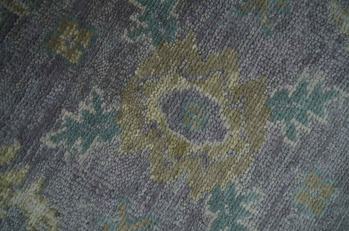 Custom Made Antique look Plum and Brown Hand Knotted Traditional Oushak Wool Area Rug.