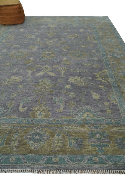 Custom Made Antique look Plum and Brown Hand Knotted Traditional Oushak Wool Area Rug.
