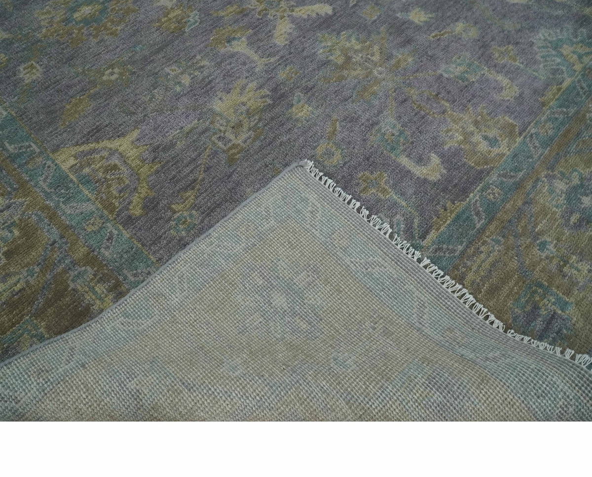 Custom Made Antique look Plum and Brown Hand Knotted Traditional Oushak Wool Area Rug.