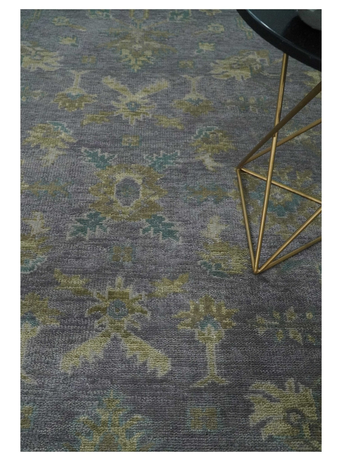 Custom Made Antique look Plum and Brown Hand Knotted Traditional Oushak Wool Area Rug.