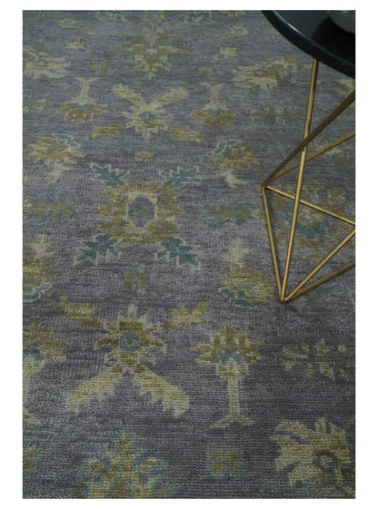 Custom Made Antique look Plum and Brown Hand Knotted Traditional Oushak Wool Area Rug.