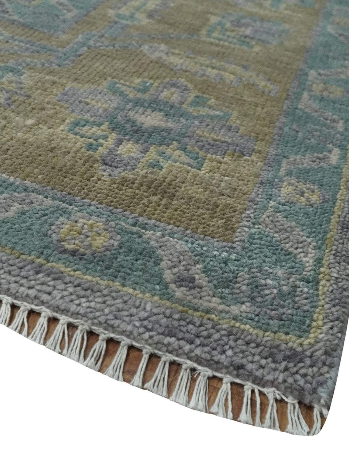 Custom Made Antique look Plum and Brown Hand Knotted Traditional Oushak Wool Area Rug.