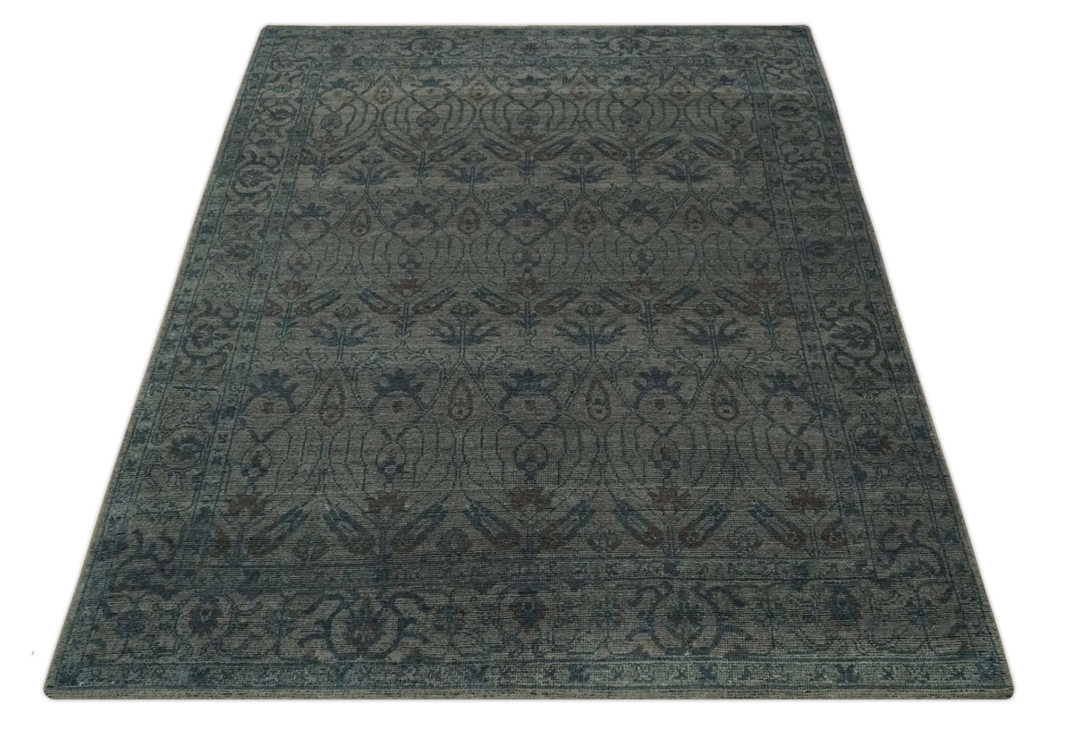 Custom Made Antique Style Gray, Taupe and Gray Traditional Design wool Rug.