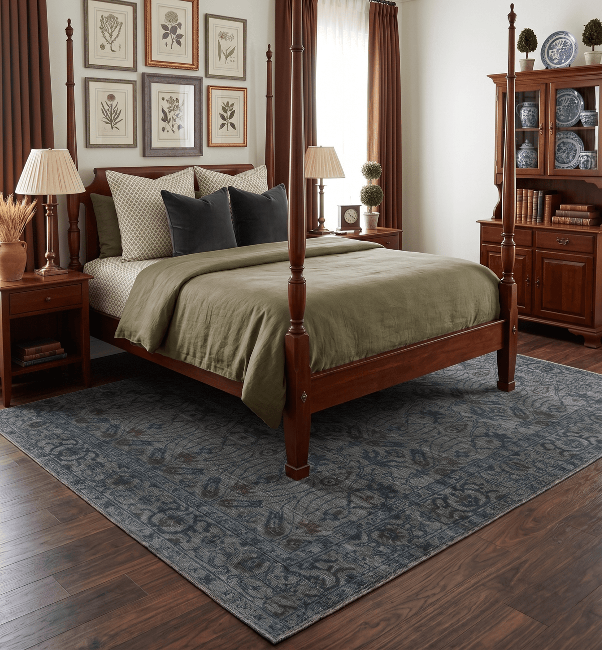 Custom Made Antique Style Gray, Taupe and Gray Traditional Design wool Rug.