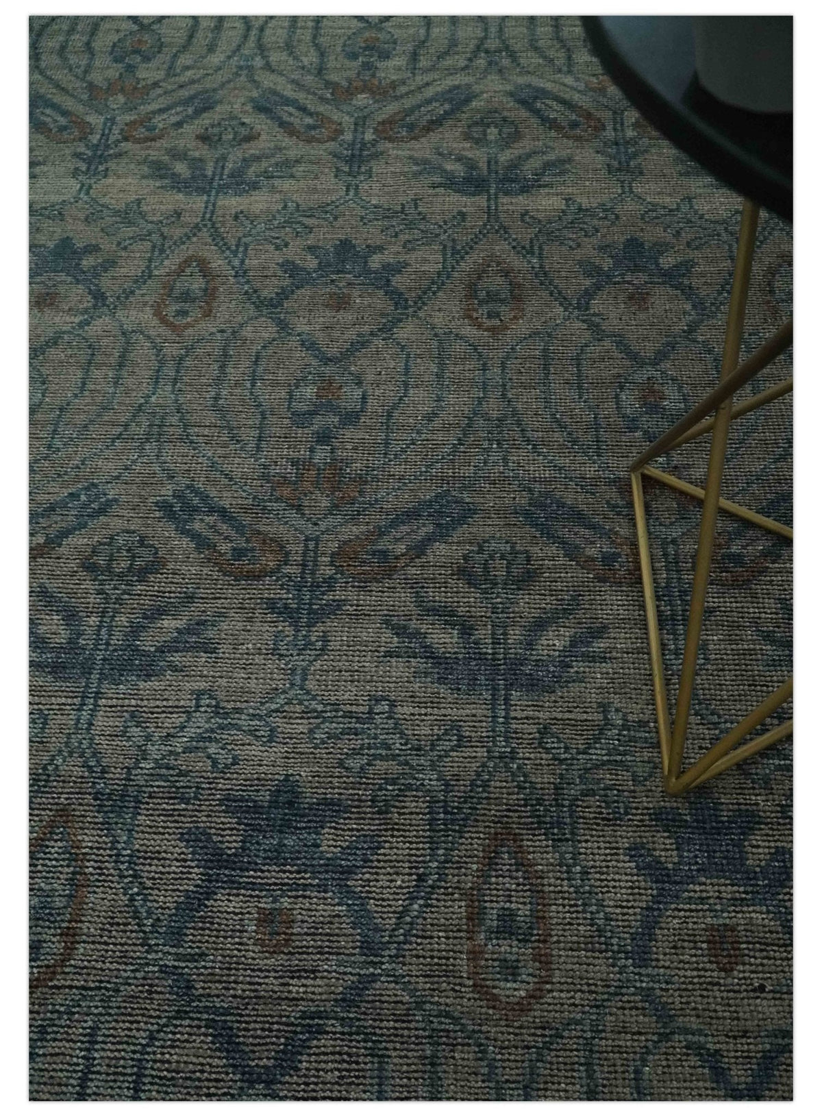 Custom Made Antique Style Gray, Taupe and Gray Traditional Design wool Rug.