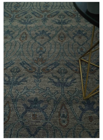 Custom Made Antique Style Gray, Taupe and Gray Traditional Design wool Rug.