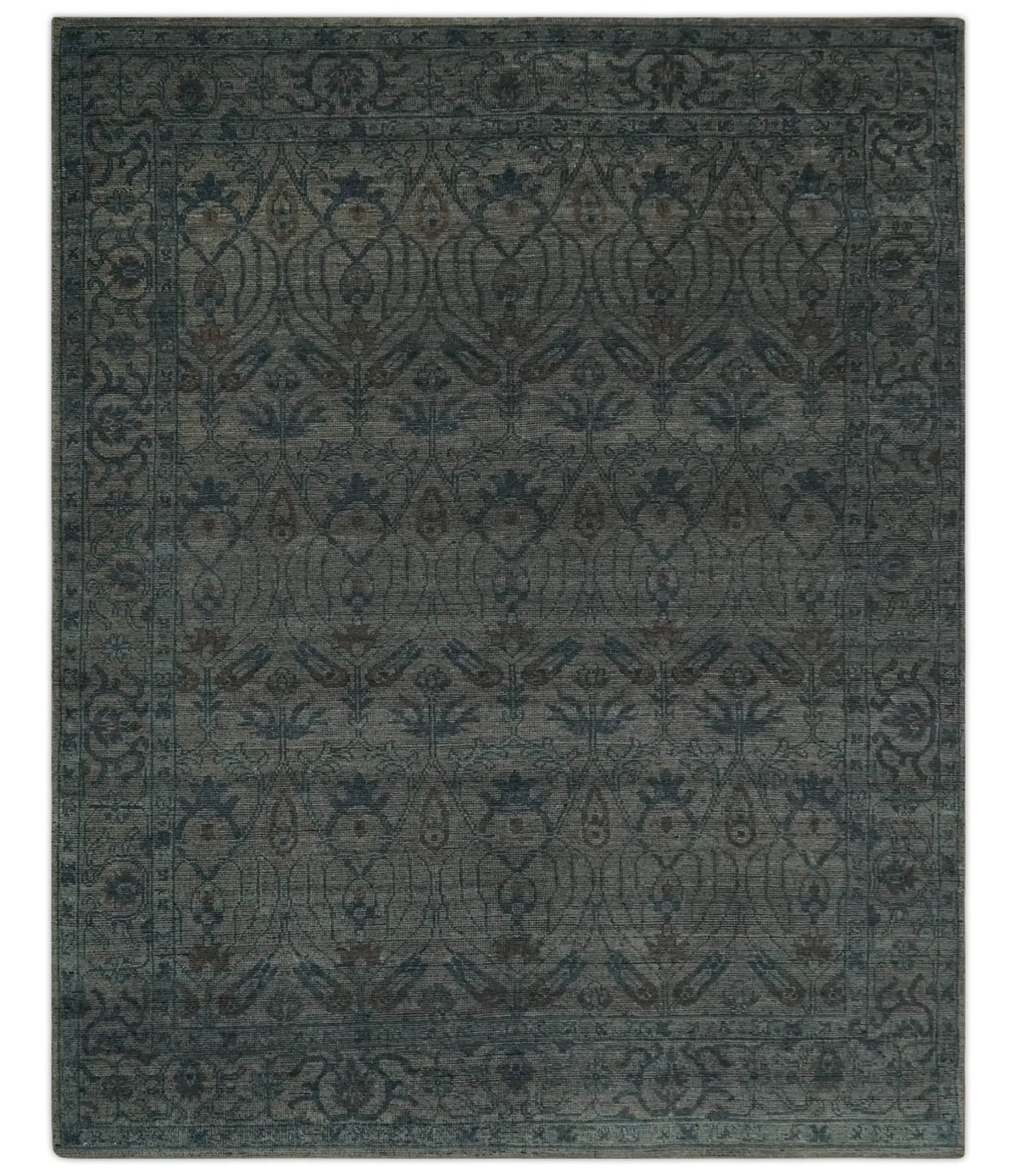 Custom Made Antique Style Gray, Taupe and Gray Traditional Design wool Rug.