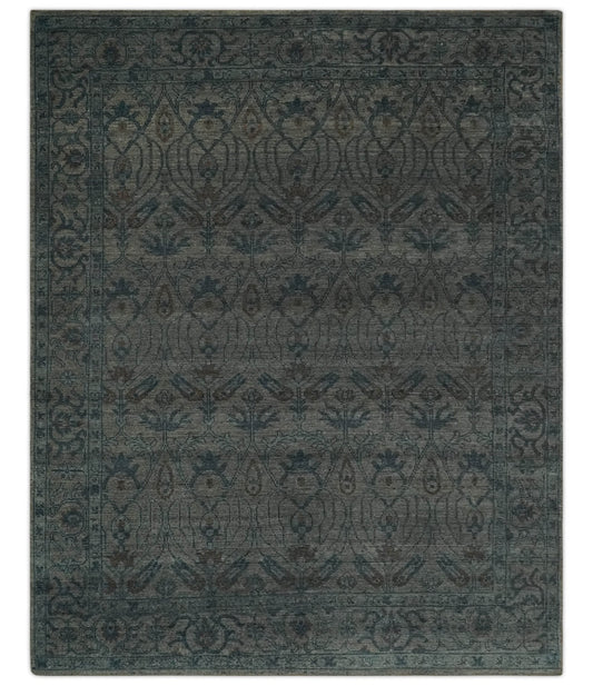 Custom Made Antique Style Gray, Taupe and Gray Traditional Design wool Rug.