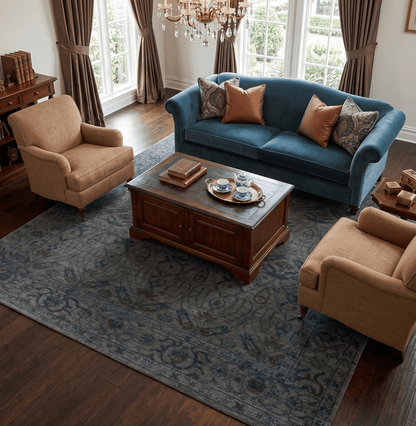 Custom Made Antique Style Gray, Taupe and Gray Traditional Design wool Rug.