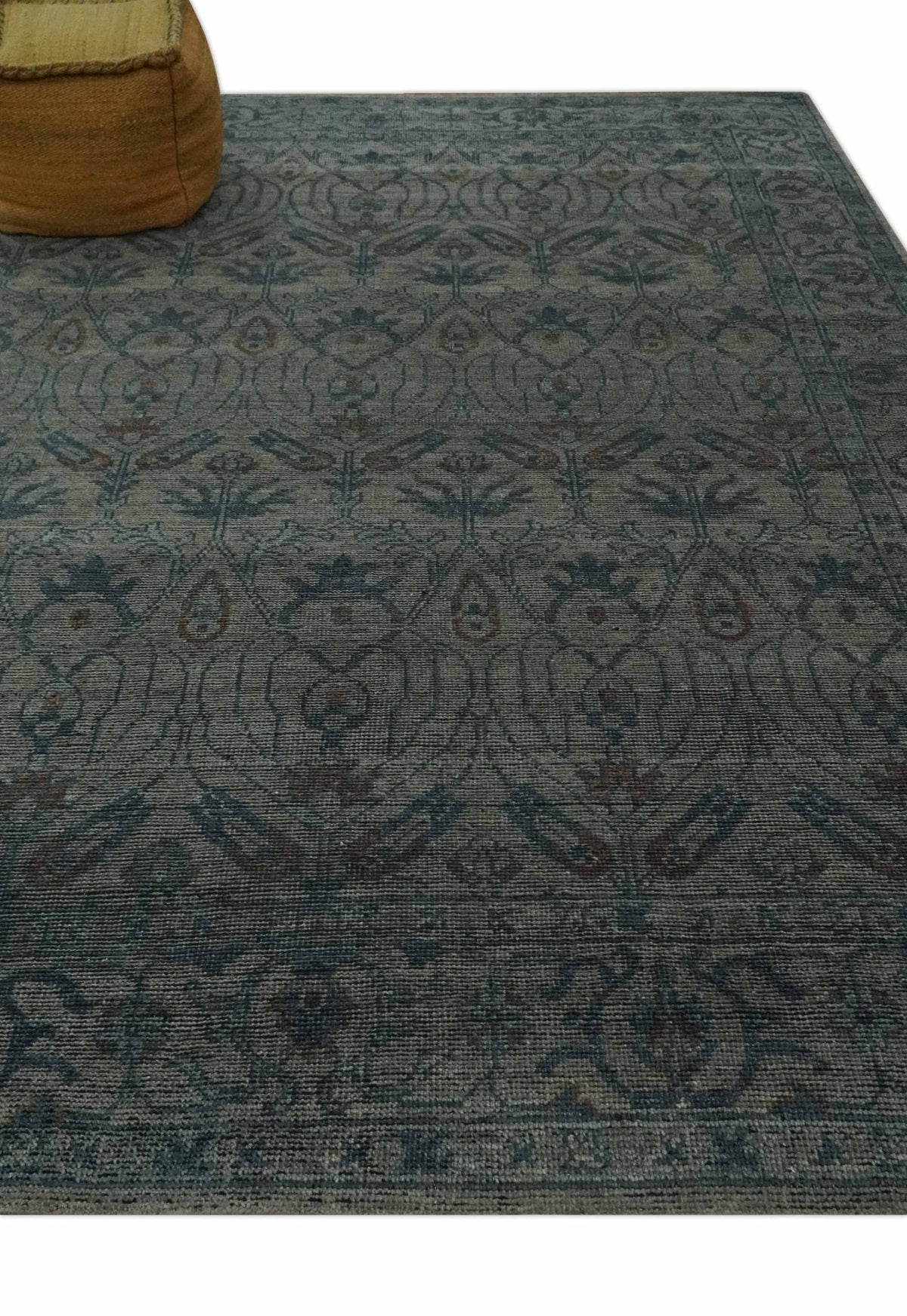 Custom Made Antique Style Gray, Taupe and Gray Traditional Design wool Rug.
