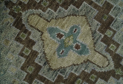 Custom Made Antique Style Green and Silver Hand knotted Traditional Oriental Oushak wool Area Rug.