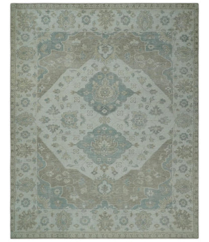 Custom Made Antique Style Neutral Ivory and Camel Custom Made wool Area Rug.