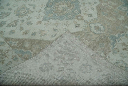 Custom Made Antique Style Neutral Ivory and Camel Custom Made wool Area Rug.