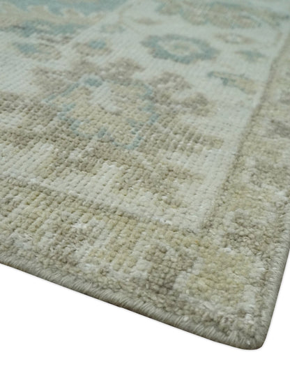 Custom Made Antique Style Neutral Ivory and Camel Custom Made wool Area Rug.
