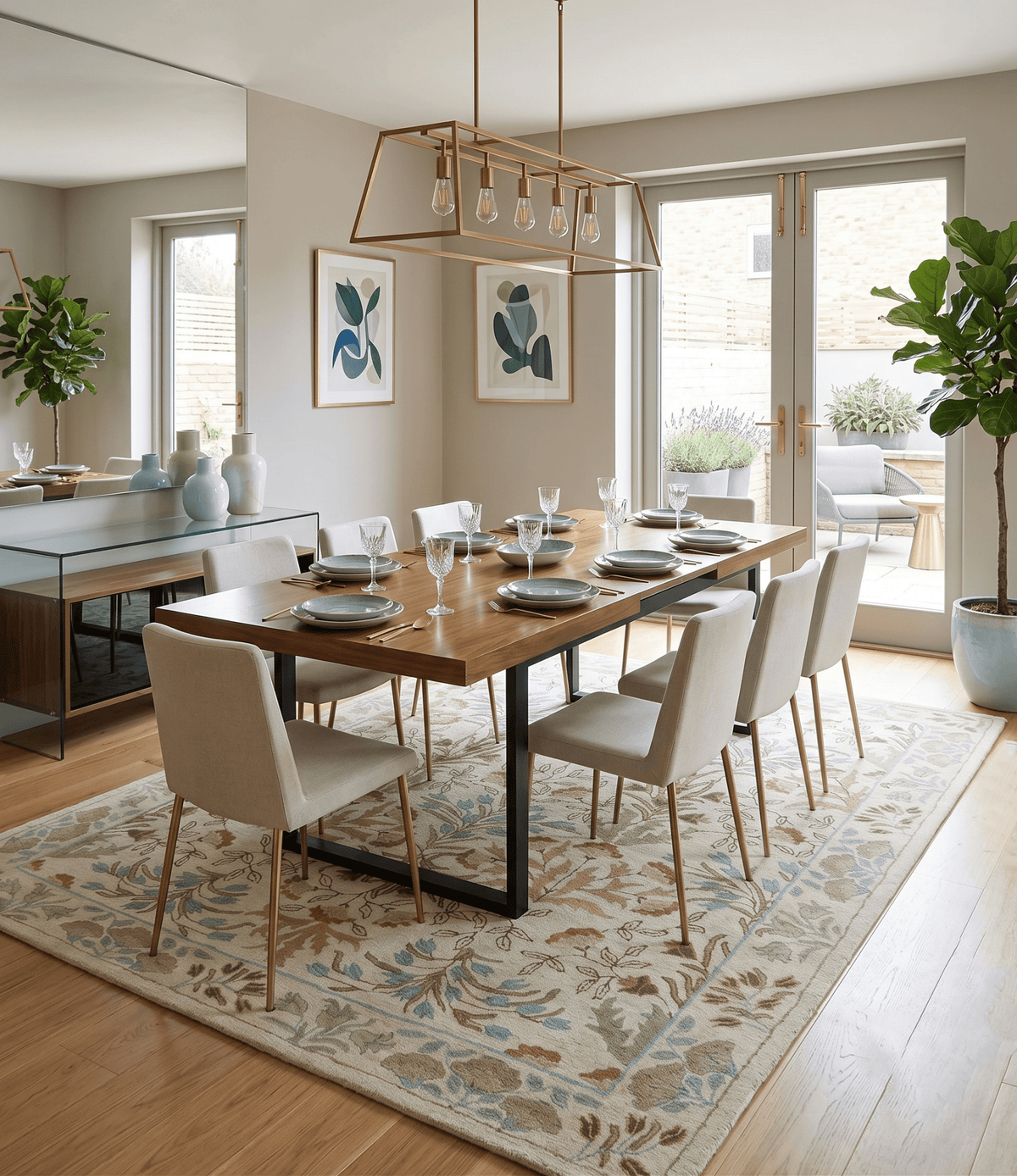 Custom Made Beige And Brown Traditional Floral Design Hand Tufted Wool Area Rug.