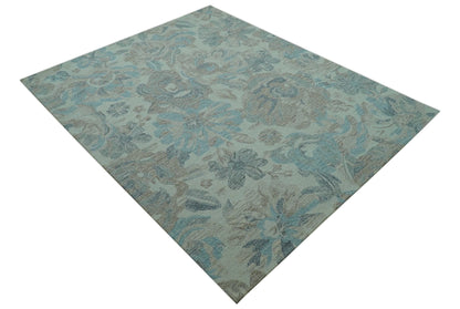Custom Made Beige And Brown Traditional Floral Pattern Hand Tufted Wool Area Rug.