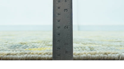 Custom Made Beige And Gray Traditional Hand Knotted wool area rug.