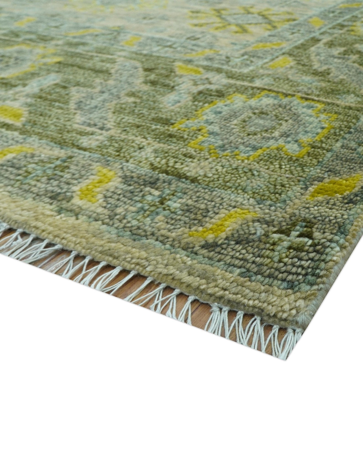 Custom Made Beige And Gray Traditional Hand Knotted wool area rug.
