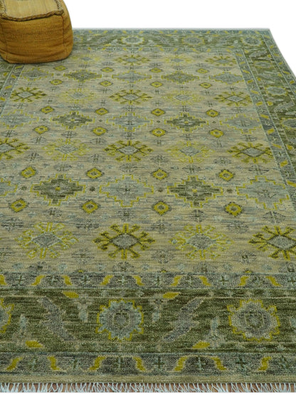 Custom Made Beige And Gray Traditional Hand Knotted wool area rug.