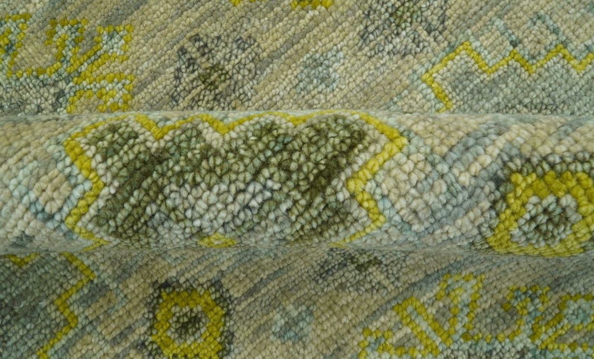 Custom Made Beige And Gray Traditional Hand Knotted wool area rug.