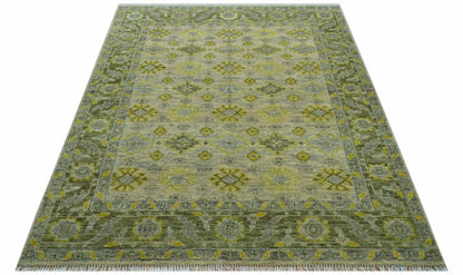 Custom Made Beige And Gray Traditional Hand Knotted wool area rug.