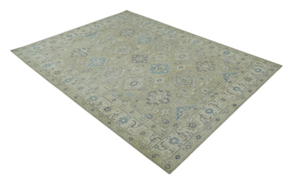 Custom Made Beige and Ivory Hand knotted Traditional Oushak wool Area Rug.