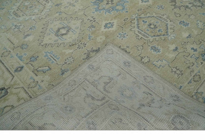 Custom Made Beige and Ivory Hand knotted Traditional Oushak wool Area Rug.