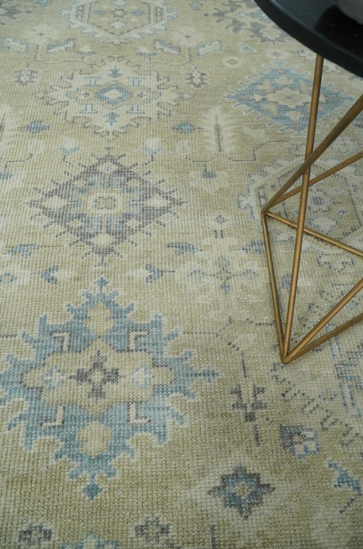 Custom Made Beige and Ivory Hand knotted Traditional Oushak wool Area Rug.