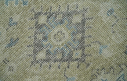 Custom Made Beige and Ivory Hand knotted Traditional Oushak wool Area Rug.
