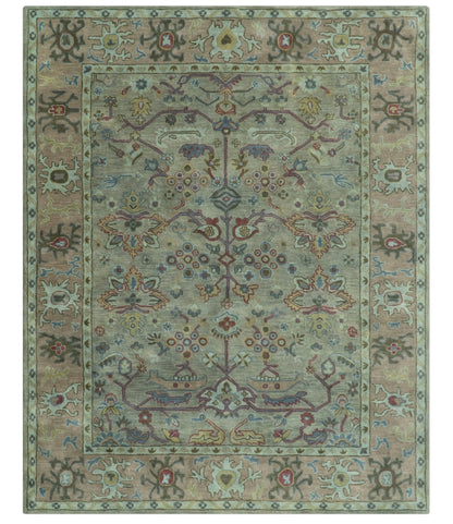 Custom Made Beige and peac Traditional Oushak Design Hand Tufted Wool Rug.