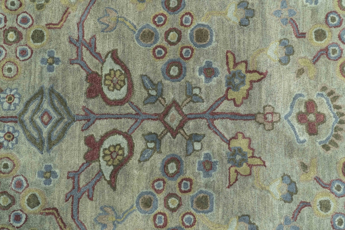 Custom Made Beige and peac Traditional Oushak Design Hand Tufted Wool Rug.